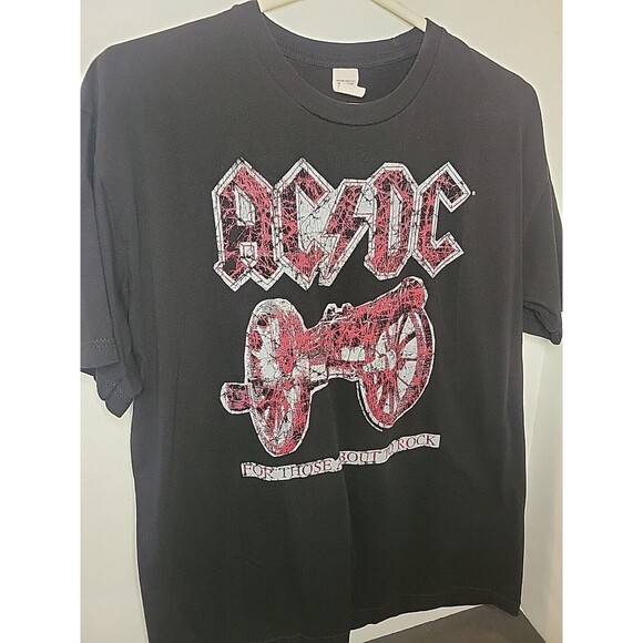 ACDC For Those About To Rock T-Shirt Mens Large Rock Band Black Short Sleeve Y2K - Picture 2 of 8